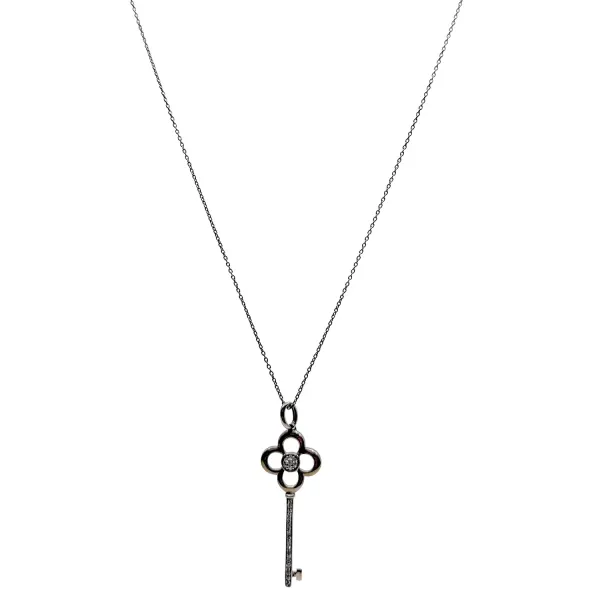 Chain, silver, rose golden platinum, key shape, front1