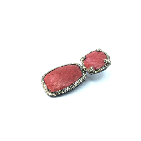 KMO Earstuds Gaelle Snakeskin leather coral, accent camelite gold