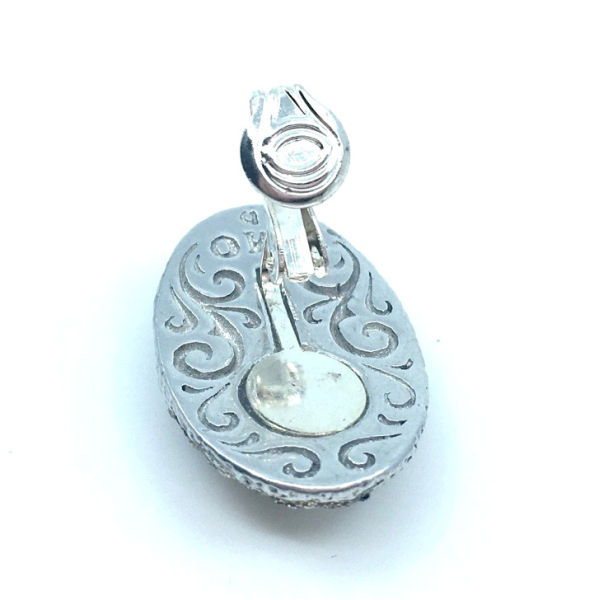 KMO; Earclips Vervain Snake silver, kamelite champagner, backside