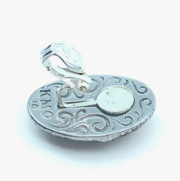 KMO; Earclips Vervain Snake silver, kamelite champagner, back