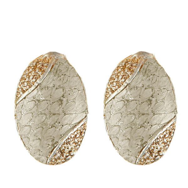 KMO; Earclips Vervain Snake silver, kamelite champagner