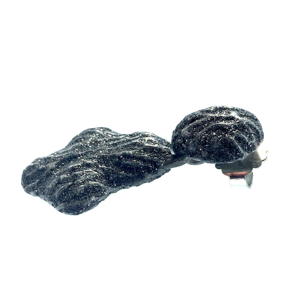 KMO Ear Studs Wave black Ethno, camelite , detail