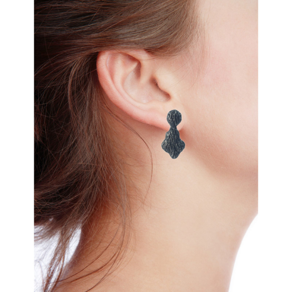 KMO Ear Studs Wave black Ethno, camelite , style
