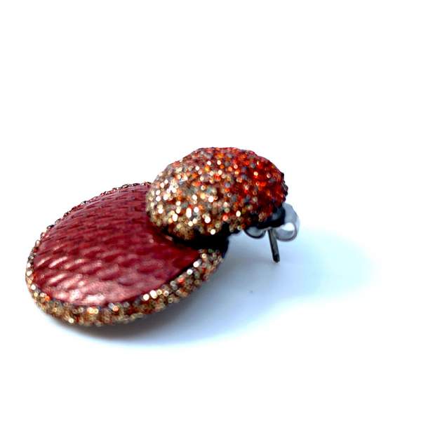 KMO Earstuds Layla Snakeskin leather bronze accent camelite gold-bronze, side