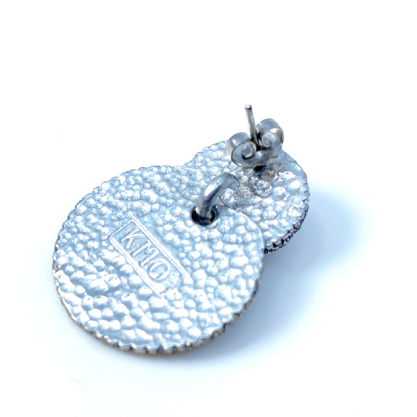KMO Earstuds Layla Snakeskin leather grey accent camelite silver, back
