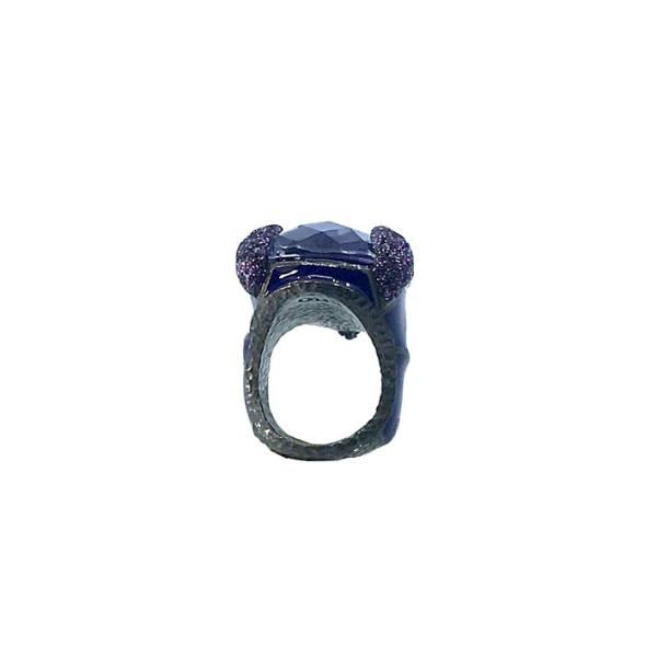 Kmo ring Cassandre violett, mit facettiertem großem Kristall, back