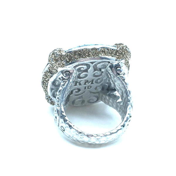 Kmo cocktailring Albite silber mit Schlangeninlay, rueckseite