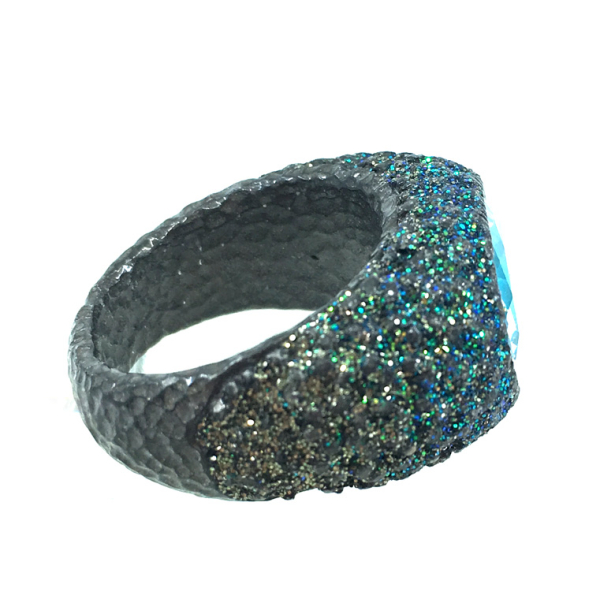 KMO ring Madonna silber, cabochon, grün, Kamelite grün, seitenansicht