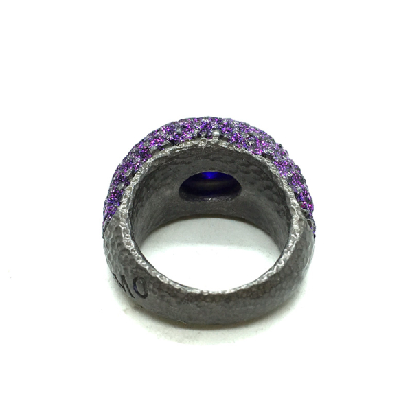 KMO ring silber, cabochon, amethyst, von innen