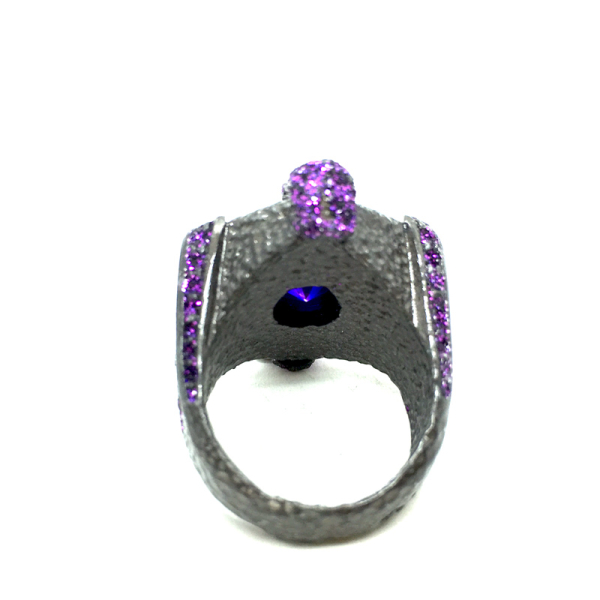Kmo ring Da Vinci amethyst, facettierter Stein, Rückseite
