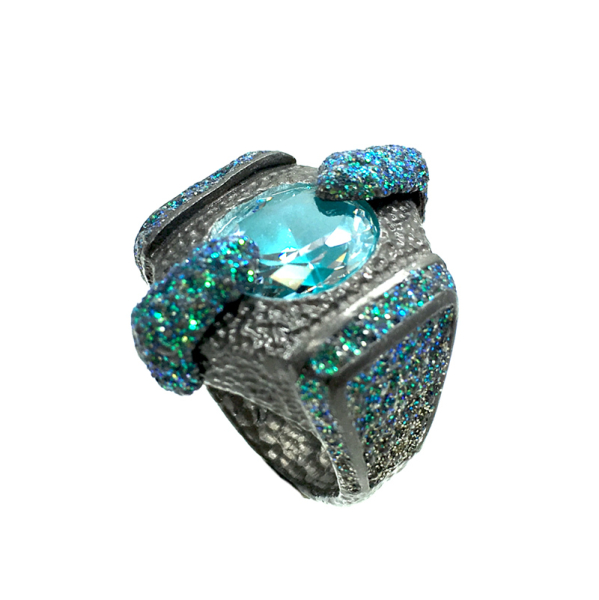Kmo ring Da Vinci grün 3, facettierter Stein