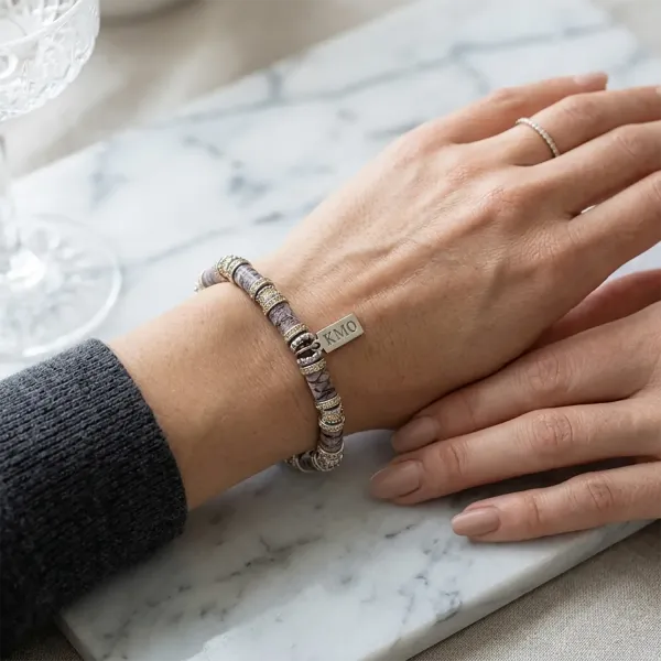 KMO, bracelet Swop, elasticated, silver powder, light pink, style