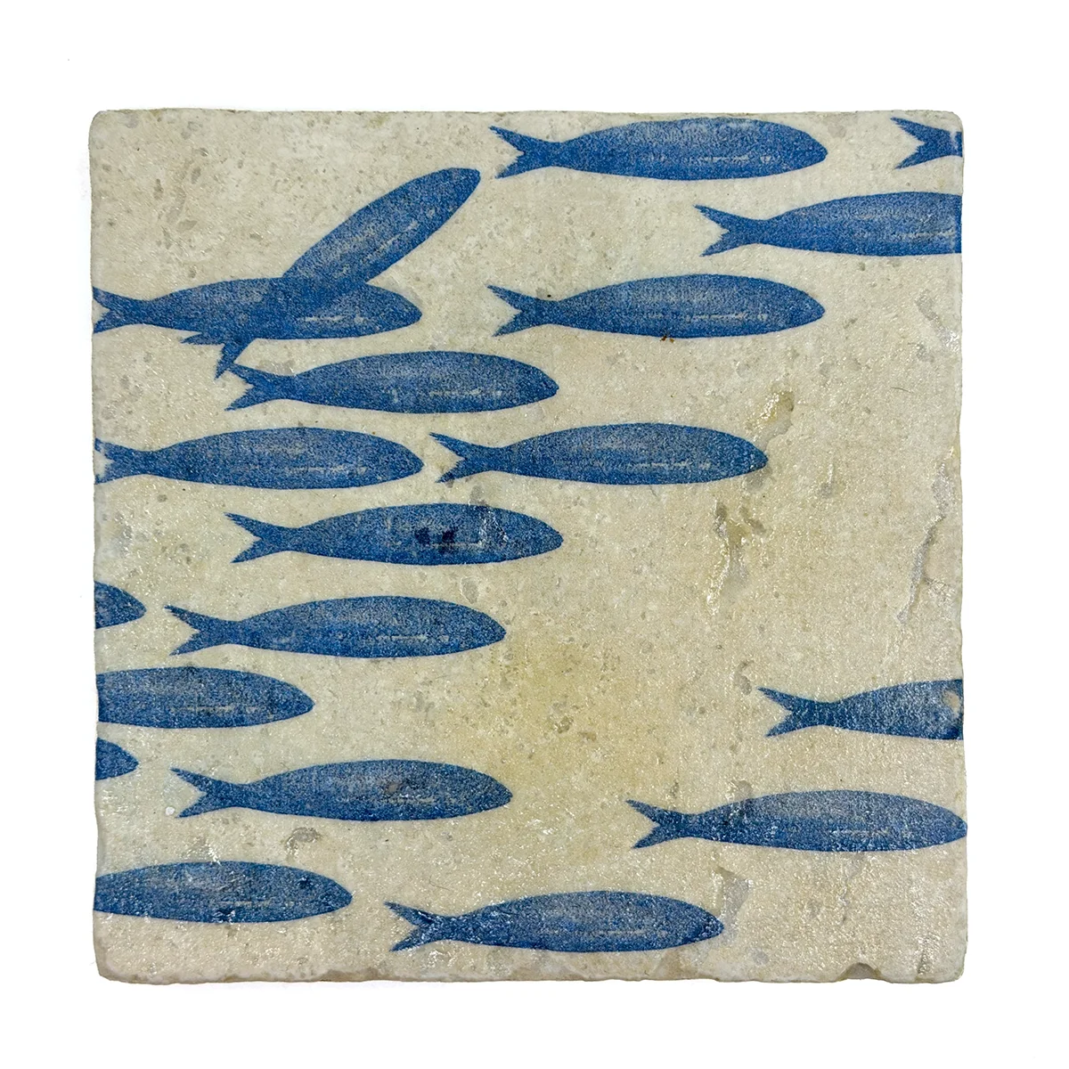 Travertine Coaster Banc de Sardines 15 x 15 cm by Trixi Gronau