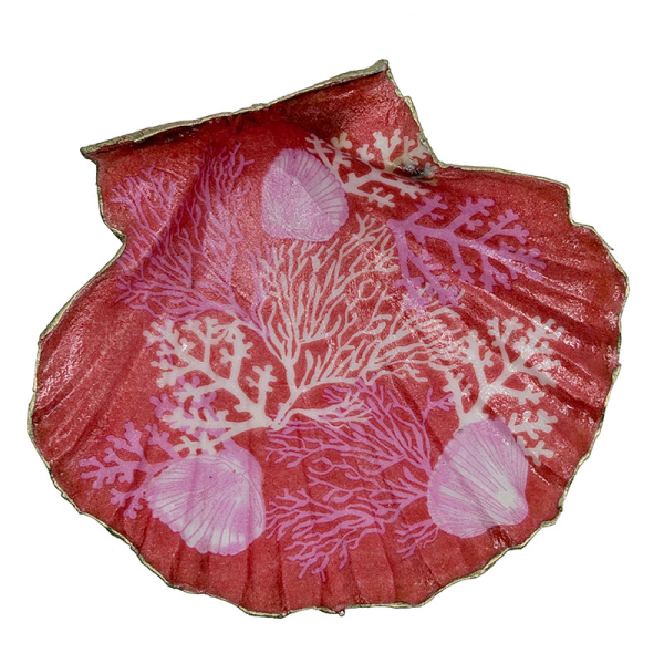 Objet seashell Scallop Corail Gilded edges, top