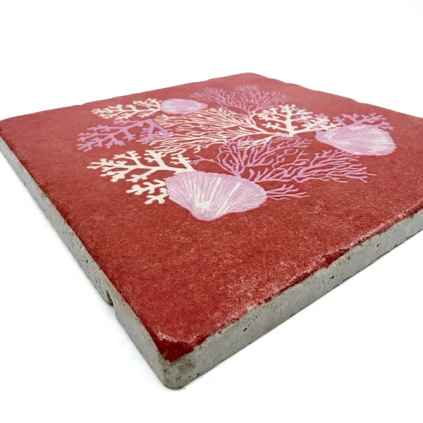 Travertine Coaster Corail Coral 20 x 20 cm by Trixi Gronau, detail