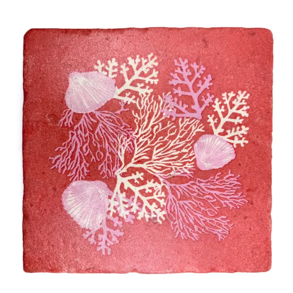 Travertine Coaster Corail Coral 20 x 20 cm by Trixi Gronau