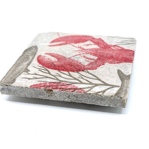Travertine Coaster LOBSTER 10x10, side