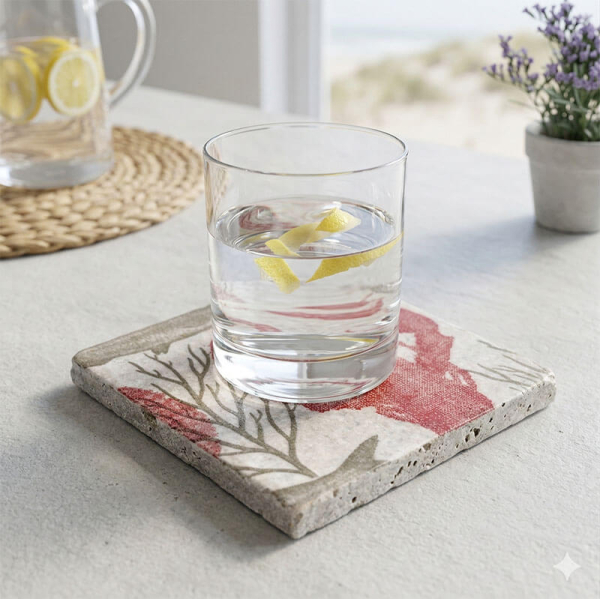 Travertine Coaster LOBSTER 10x10, style