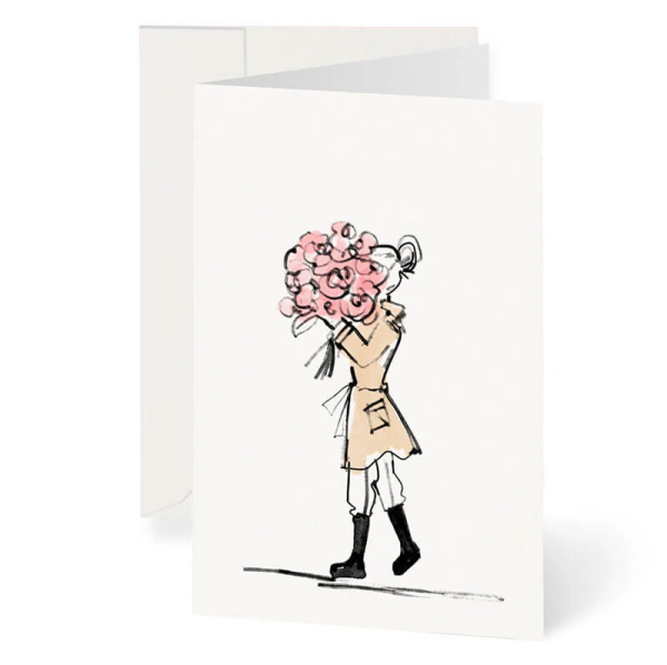 Kera Till Grusskarte, Peonies, Bauernrosen mit Fraumit Briefumschlag