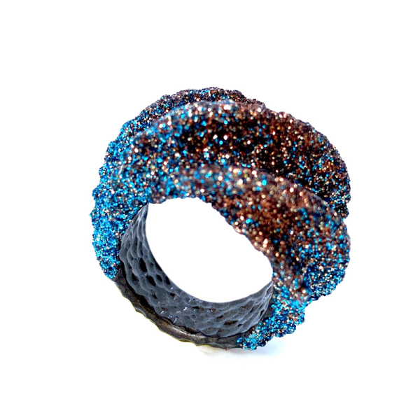KMO Ring Spirelli türkis-braun verlaufend Kamelite front