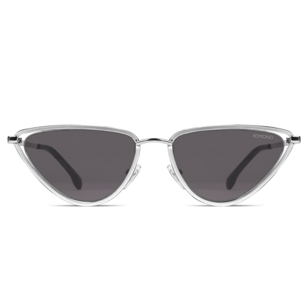 Komono Sonnenbrille Gigi silber, rauchgrau getönte Gläser, dreieckig,, Frontansicht