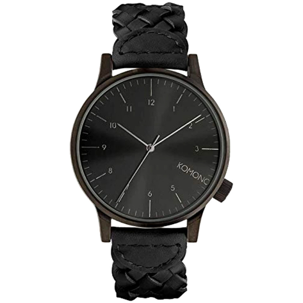 Komono wrist watch winston woven all black, front