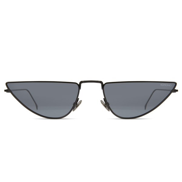 Komono Sunglasses Ava black, cat eye , solid smoke black lenses, front