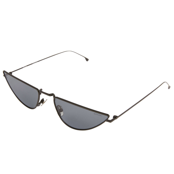 Komono Sunglasses Ava black, cat eye , solid smoke black lenses, side view