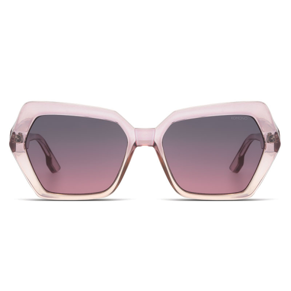 Komono Sonnenbrille Poly Blush pink, dunkelblau bis rot getönte Gläser, front