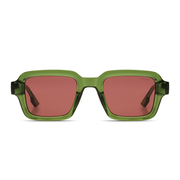 Komono  Sonnenbrille Lionel Fernt, Gestell transparent grün, Linsenfarbe dunkelviolett,,frontt, Gestell transparent, Gläser hellblau bis gelb getönte Gläser, Frontansicht