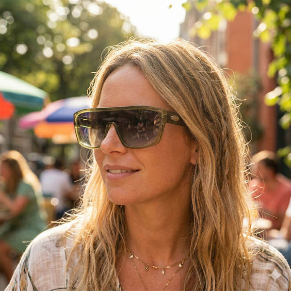 Komono Sonnenbrille Vice moss grün, Gläser dunkelblau getönt,style