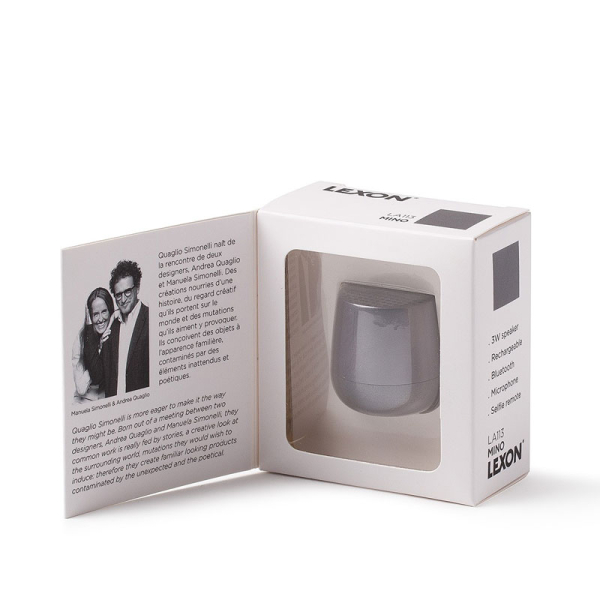 Lexon mini bluetooth lautsprecher Mino Alu matt lemon gruen, Verpackung geöffnet