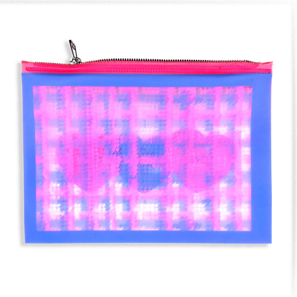 Lightree Pouch 3 Hearts, neon pink und blau, Zipp Verschluss, back