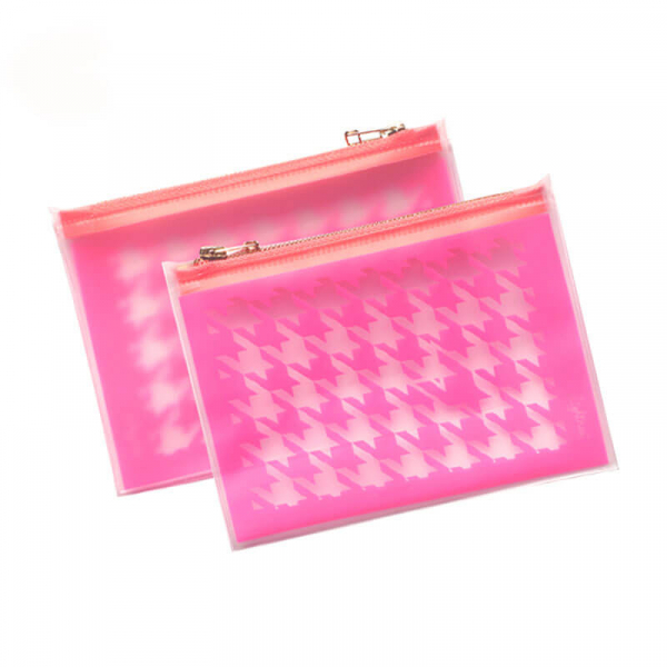 Lightree Pouch S, Houndstoothneon pink, Hahnentrittmuster pink, Zipp Verschluss