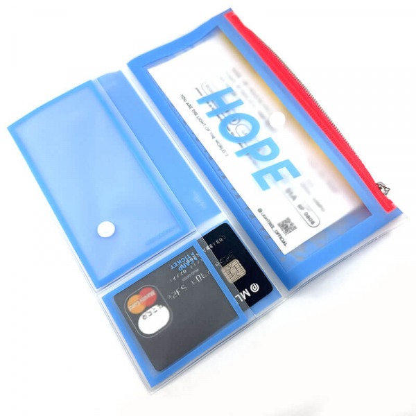 Lightree Travel Wallet Hope, neon blau, Zipp Verschluss, Innenansicht
