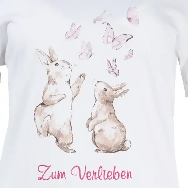 Louis&Louisa, Oversize Nachthemd, Druck Hasen zum Verlieben, weiss-pink, detail