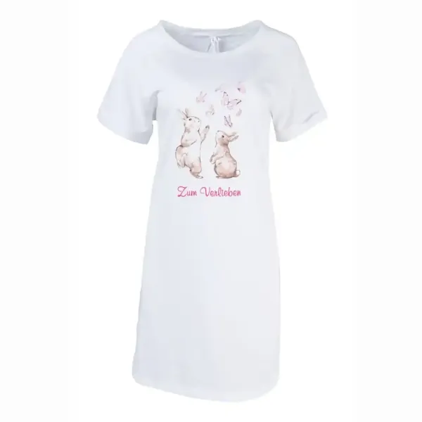 Louis&Louisa, Oversize Nachthemd, Druck Hasen zum Verlieben, weiss-pink, front