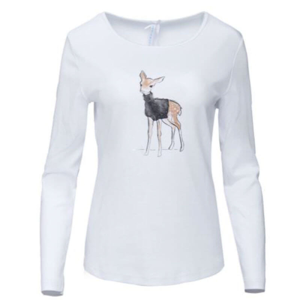 Louis & Louisa, T-Shirt, Bambi Druck, weiß, Langarm