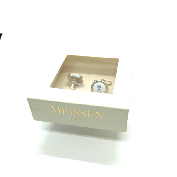 Meissen, Porcelan Manschettenknöpfe, mit platin Schwerter, Geschenkbox