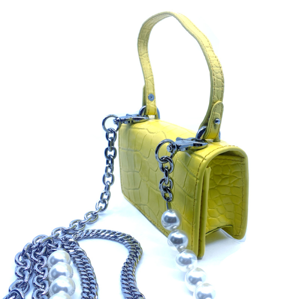 Minibag May yellow with chain, with chain, side