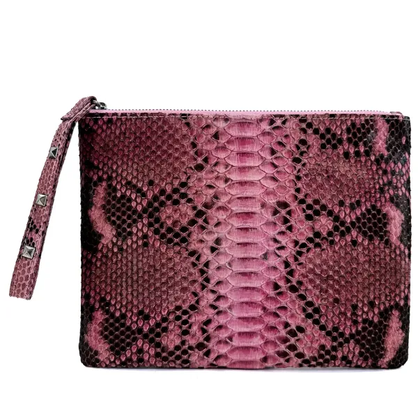 Natacha Clutch DIANE Schlangenleder rosa, Frontansicht, Trixi Gronau