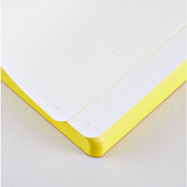 Nuuna, Notebook, Flex cover from recyceltem leather doted pages, yellow-pink-white, print have a nice idea, inside