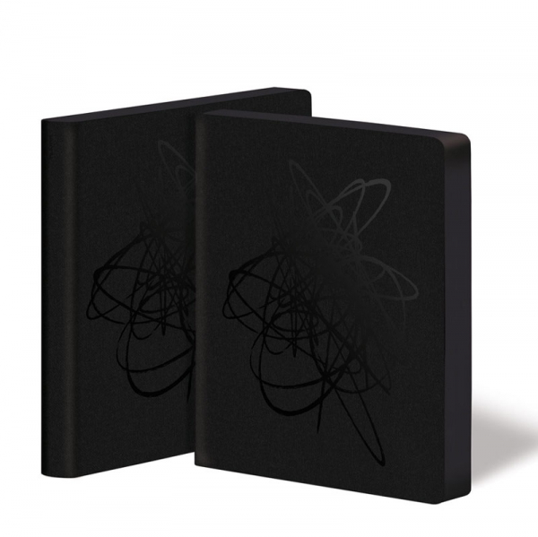 Nuuna •  Sketchbook Square Bang, XL black, buckrams soft cover, silk screen printing black, black coloured edges, style
