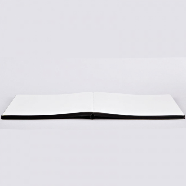 Nuuna •  Sketchbook Square Bang, XL black, buckrams soft cover, silk screen printing black, black coloured edges, detail