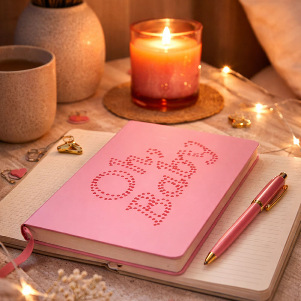 Nuuna, Notebook, Graphic S, Give me your heartlex cover from smooth bonded leather minidots pages, violet-black, style2