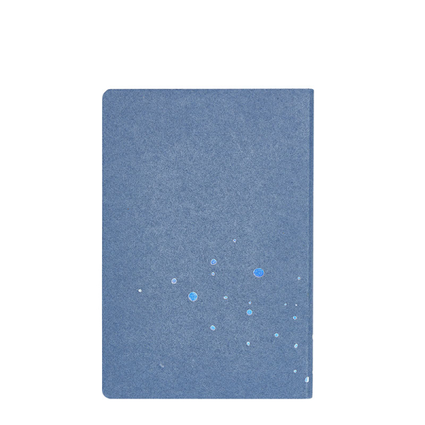 Nuuna, Notizbuch, Flex-Cover aus recyceltem Denim, Seiten minidots, Print Sublime, Hologram Effekt blaut, side