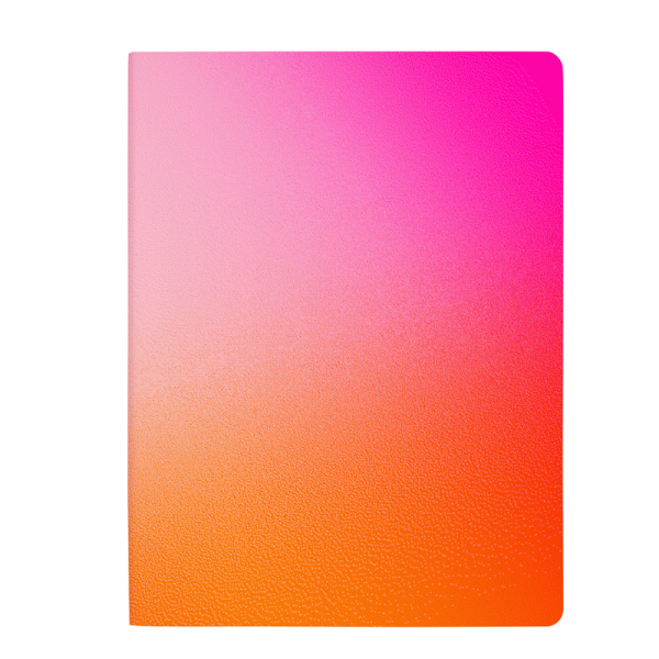 Nuuna, Notizbuch, Burn Flex-Cover aus recyceltem Leder Seiten minidots, Print pink -orange verlaufend HotHot, Rückseite