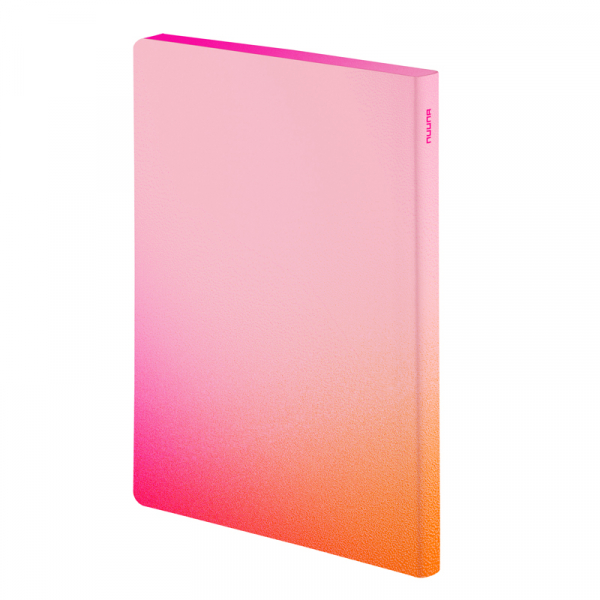 Nuuna, Notizbuch, Burn, Flex-Cover aus recyceltem Leder Seiten minidots, Print pink -orange verlaufend Burnt, side