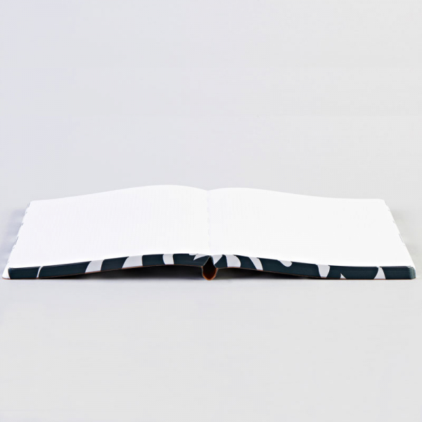Nuuna, Notebook, Flex cover from recyceltem leather doted pages , black& white, VIS A VIS, open