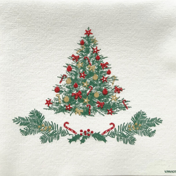 Paviot Sapin, weiß mit Tannenbaum bedruckt, rot.gruen, braun,